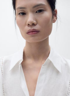 MANGO Belt Linen Dress  - Image 3