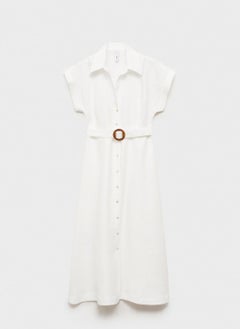 MANGO Belt Linen Dress  - Image 5