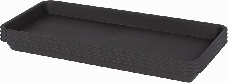 VUWEZ 4 Pack of Plastic Plant Tray Saucer Rectangular 17 18 inch, Planter Trays Saucers for Indoors Outdoor, Plant Water Drip Trays for Flower Pot Planter, Windowsill Plants Tray (7.8 X 17.5'', Black) - Image 1