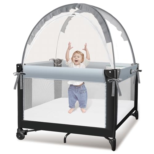 Zkaitoy Crib Tent - Crib Net to Keep Baby in, Stop Baby from Climbing Out of Crib, Pop Up Crib Tent with Durable Breathable Net Double Zipper Strong Rods Installation Convenience - Image 1