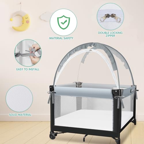Zkaitoy Crib Tent - Crib Net to Keep Baby in, Stop Baby from Climbing Out of Crib, Pop Up Crib Tent with Durable Breathable Net Double Zipper Strong Rods Installation Convenience - Image 3