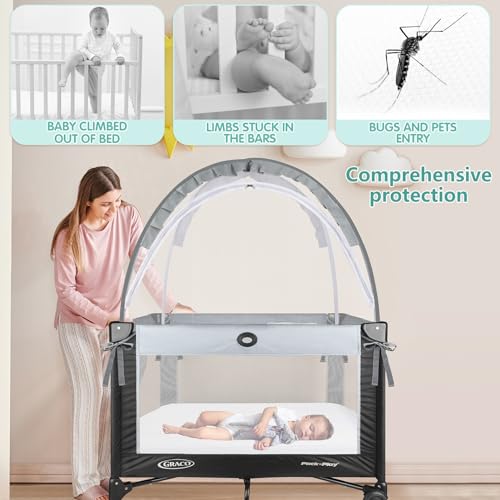 Zkaitoy Crib Tent - Crib Net to Keep Baby in, Stop Baby from Climbing Out of Crib, Pop Up Crib Tent with Durable Breathable Net Double Zipper Strong Rods Installation Convenience - Image 2