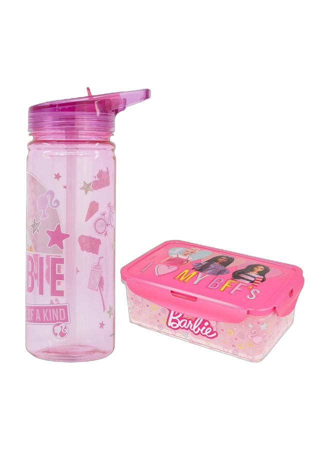 Disney Barbie Kids 540ml Water Bottle + Lunch Box Combo Set for Kids - Image 1