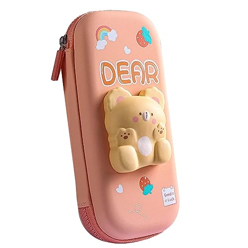 DEOXY Dear Small Cartoon Theme Pencil Case,3D Pouch,Multipurpose Zipper for Kids,Pen and Pencil Bag for School Kids (3D Bear) - Image 1