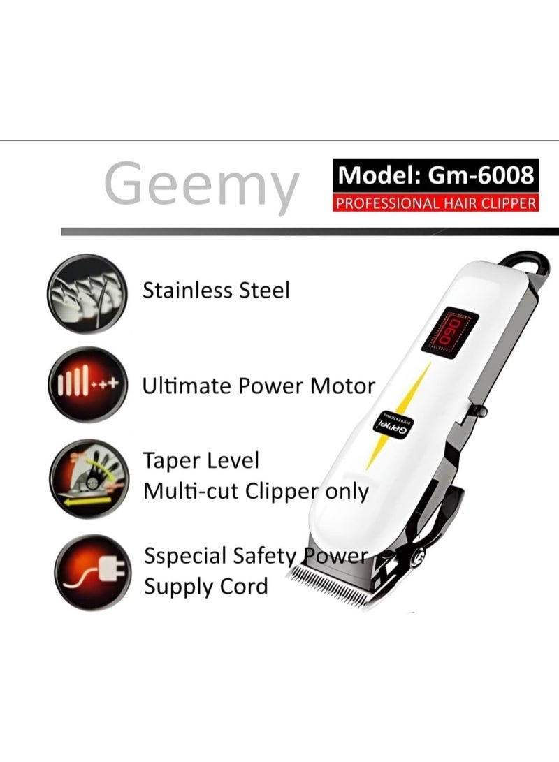 Gemmy Geemy Professional Hair Clipper,Stainless Steel, Ultimate Motor Power, Taper Level Multi Cut Clipper Only, Specail Safety Power Supply Cord. - Image 3
