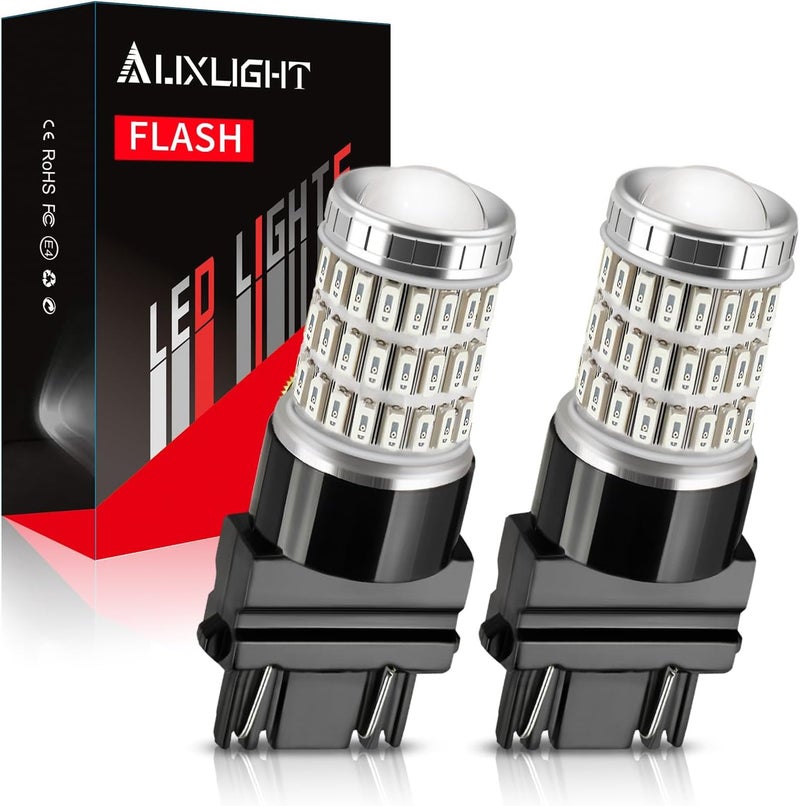AUXLIGHT LED Strobe/Flash Brake Tail Light Bulbs 3157 3156 LED Bulb Red 320% Brighter 3057 3056 4157 T25 Led Bulbs for Tail Stop Brake Lights (Brilliant Red, Pack of 2) - Image 1