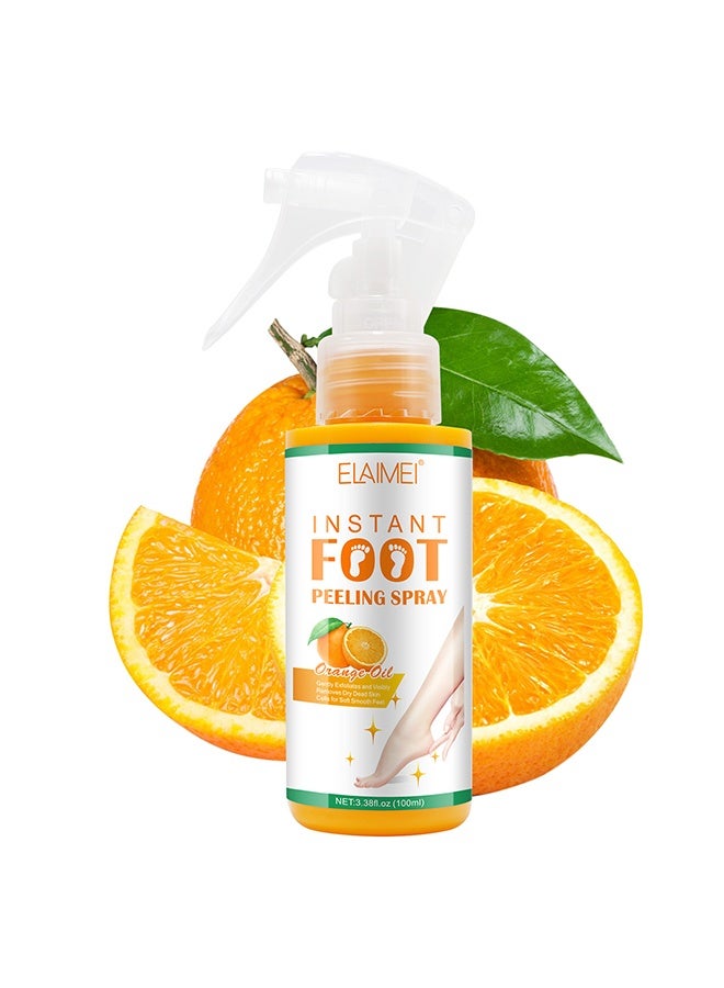 Elaimei Instant Foot Peeling Spray-Instant Foot Peeling Spray For Remove Dead Skin, Pedicure Dead Skin Exfoliator For Cracked Rough Heels, Exfoliating Peeling And Calluses On Feet (Orange) - Image 2