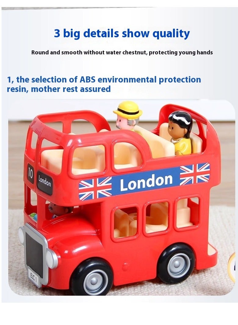 Y&D Double Decker Tour Bus Toy Classic Toys City Tour London Bus With 3 Play Figure - Image 3