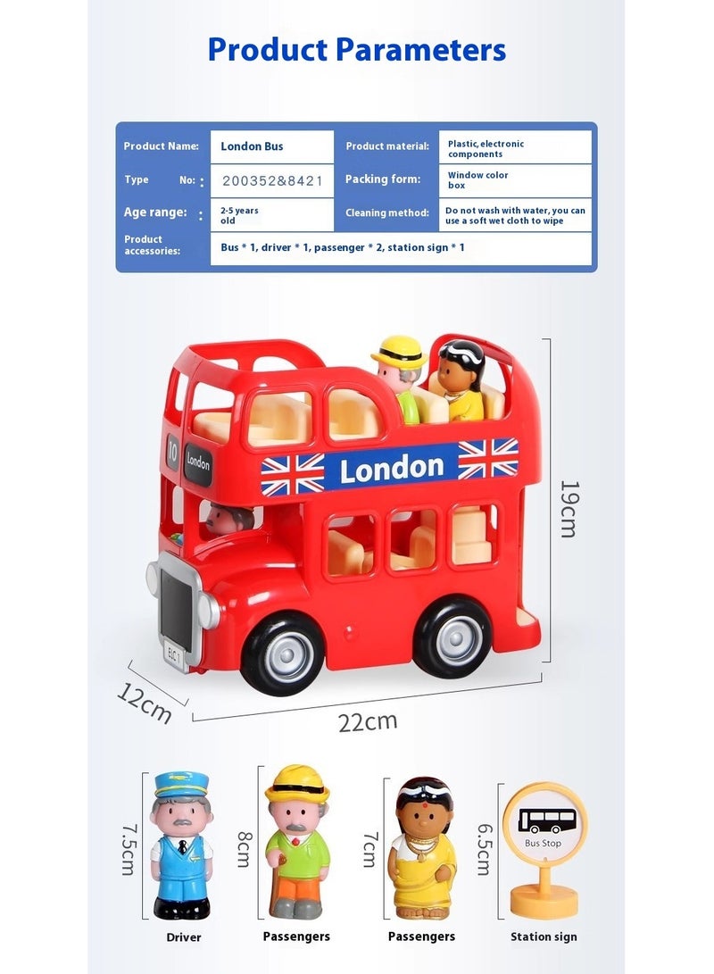 Y&D Double Decker Tour Bus Toy Classic Toys City Tour London Bus With 3 Play Figure - Image 4