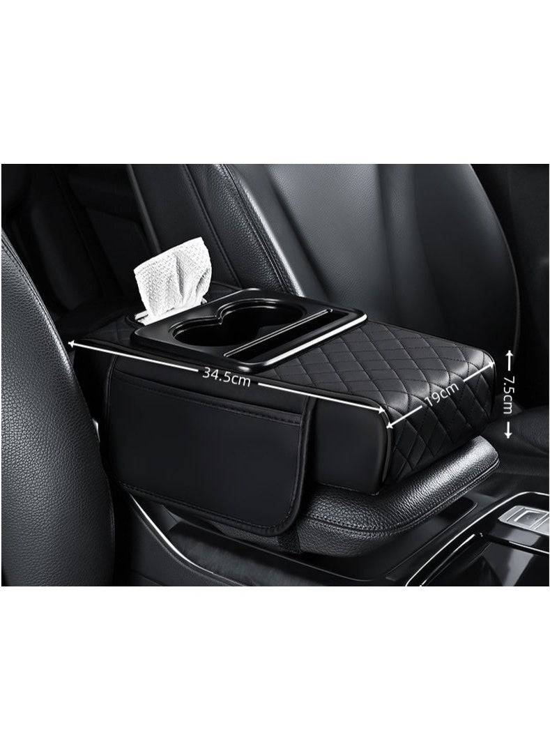 Bukela Multipurpose Car Center Console Heighten Cover, Leather Car Armrest Booster Pads, Leather Car Armrest Cover Protector, Armrest Box, Suitable for Most Vehicles, SUVs, Trucks, Cars (Black) - Image 2