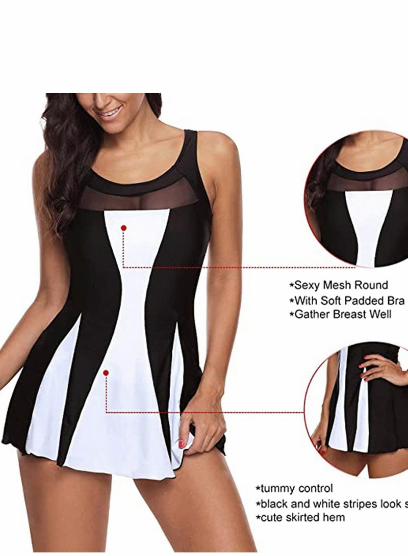 KASTWAVE Womens Swimsuits One Piece Swimdress Tummy Control Swimsuit Plus Size Swimwear One Piece Bathing Suits Swim Dress, L - Image 5