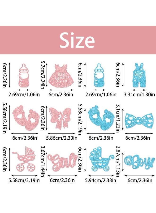 24 PCS Gender Reveal Cupcake Toppers – Pink And Blue Color Scheme Baby Shower Decorations with Glitter Paper Bottles, Bows, Bodysuits, Pants, Dresses & Feet For Boy Or Girl Party - Image 2