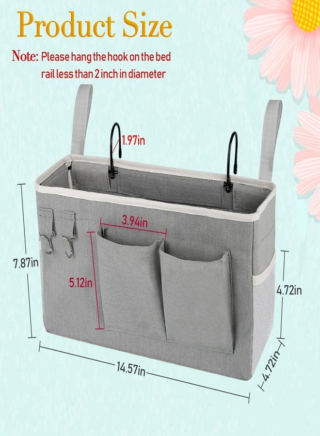 Ozzptuu Bedside Storage Caddy/Bedside Hanging Storage Bag for Headboards Bunk Beds Dorm Rooms Book Phone Magazine Holder (Grey) - Image 4
