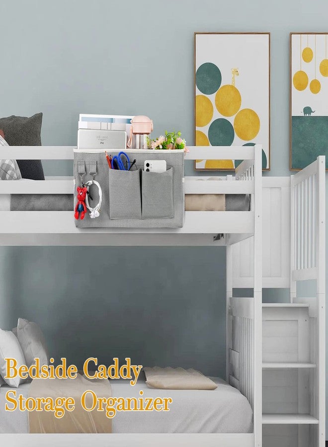 Ozzptuu Bedside Storage Caddy/Bedside Hanging Storage Bag for Headboards Bunk Beds Dorm Rooms Book Phone Magazine Holder (Grey) - Image 3
