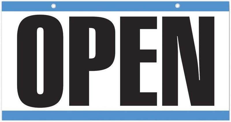 Headline Sign 9395 Double-Sided Open/Closed/Will Return Sign with Clock Hands, 6" x 11.5", Blue - Image 2