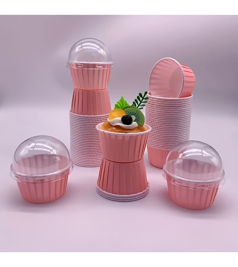 Pink Color High Temperature Resistant Cake Cups 50pcs Food Grade Party Baking Supplies - Image 5