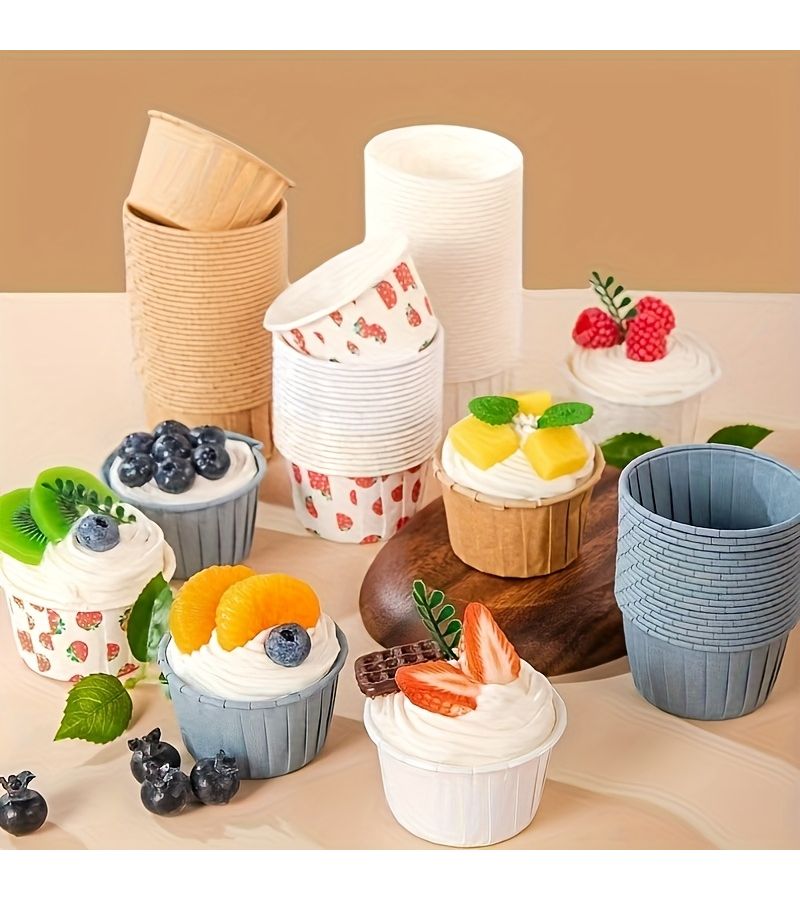 Pink Color High Temperature Resistant Cake Cups 50pcs Food Grade Party Baking Supplies - Image 1