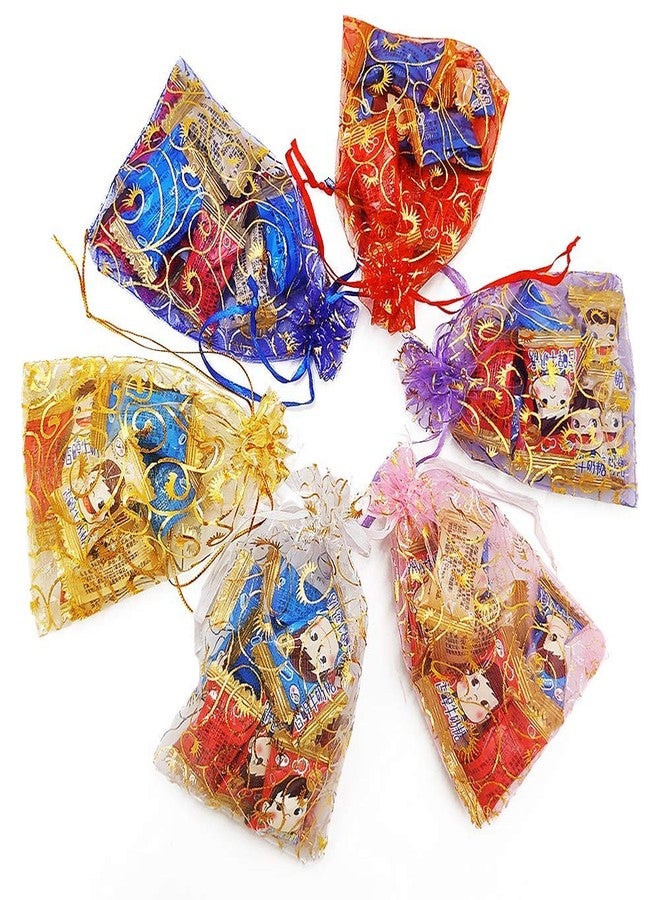 JOYUS Organza Mesh Gift Bags, Drawstring Pouch Jewellery Party Wedding Favor, Candy Bag, Shagun Potli Bag, Dry Fruite Bag, Small Gift Pouch, Handmade Diwali Gift Packaging Bag, Mix Color, 75 Pcs - Image 2