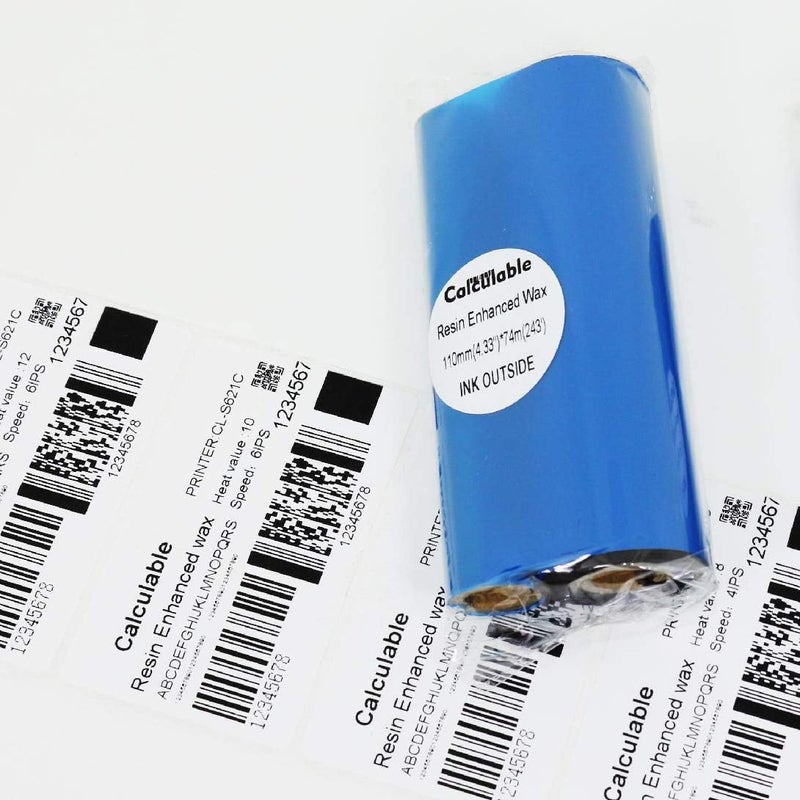 DEFMATE 4.33" x 243' (110mmx74m) Resin Enhanced Wax 1/2" Core Thermal Transfer Wax Ribbon for for Zebra GC420t GK420t GX420t TLP2442 TLP2844,TEC,DATAMAX,INTERMEC,Avery,Citizen,SATO,GODEX,ARGOX - Image 3
