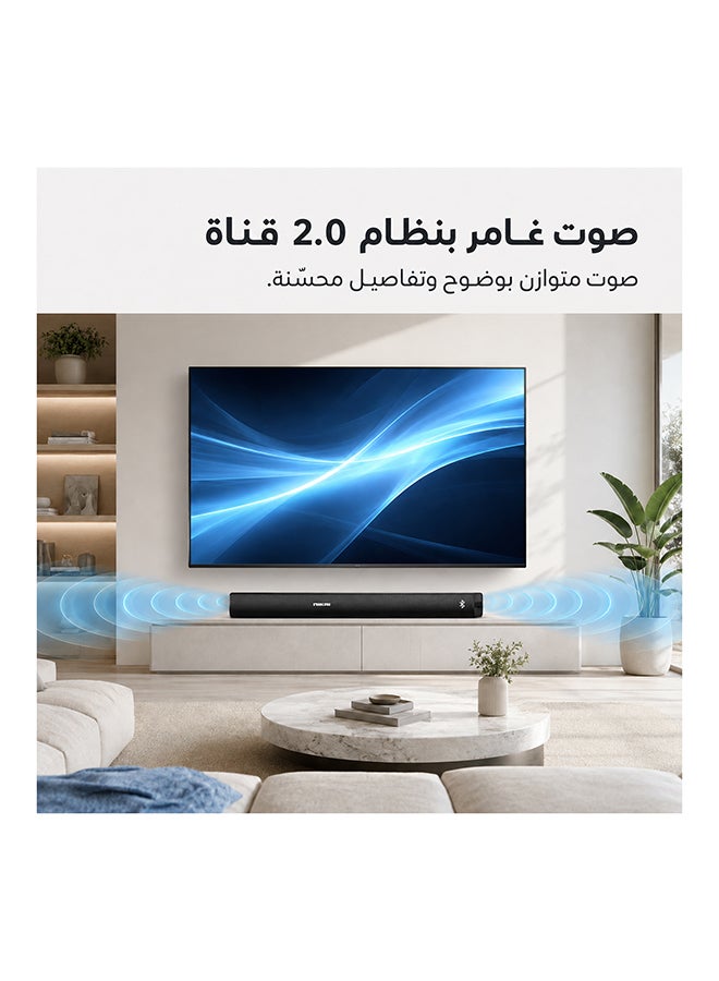 نيكاي بار صوت بلوتوث مع مضخم صوت مدمج، 30 واط RMS، تشغيل AUX/USB/TF، صوت جهير واضح وصوت نقي، تصميم لامع أنيق، متوافق مع التلفزيون والكمبيوتر الشخصي، ضمان لمدة سنتين - NSB1015 أسود - Image 3
