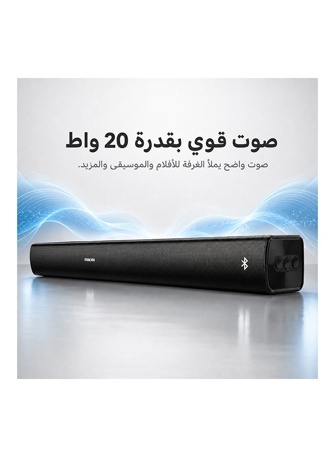 نيكاي بار صوت بلوتوث مع مضخم صوت مدمج، 30 واط RMS، تشغيل AUX/USB/TF، صوت جهير واضح وصوت نقي، تصميم لامع أنيق، متوافق مع التلفزيون والكمبيوتر الشخصي، ضمان لمدة سنتين - NSB1015 أسود - Image 2