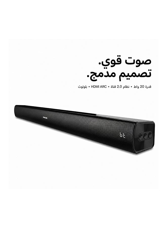 نيكاي بار صوت بلوتوث مع مضخم صوت مدمج، 30 واط RMS، تشغيل AUX/USB/TF، صوت جهير واضح وصوت نقي، تصميم لامع أنيق، متوافق مع التلفزيون والكمبيوتر الشخصي، ضمان لمدة سنتين - NSB1015 أسود - Image 1