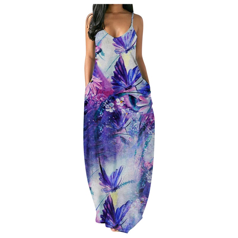 Women's Sleeveless Printed Maxi Dress Summer Casual Tank Dress - Image 5