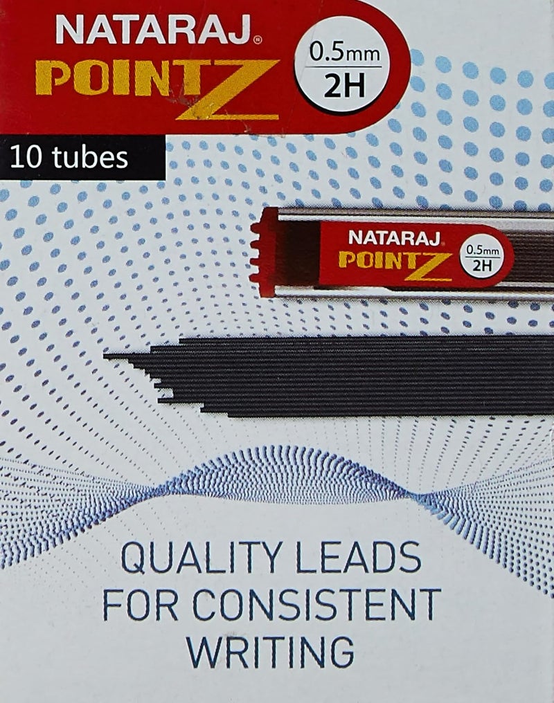 NATARAJ NATARAJ Lead Pointz 05mm 2H Refill for Mechanical Pencils Smooth Dark Lead Break Resistant Comfortable Grip for Writing Everyday Writing Activities Pack of 10 - Image 1