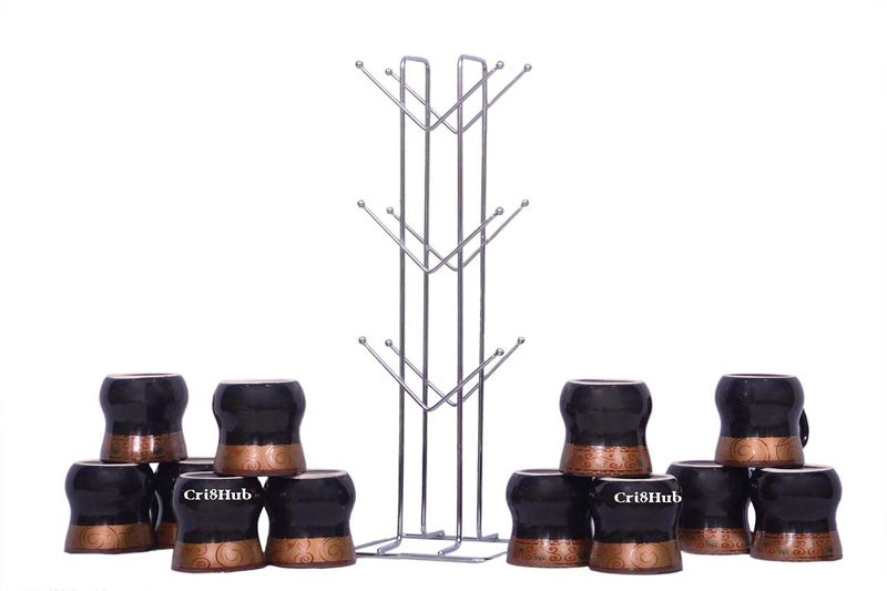 Cri8Hub Heavy Stainless Steel Kitchens Large Size Cup Stand Steel V Shape Cup Stand Pieces Coffee Cup Holder with 12 Hooks for Cups (Silver) - Image 3