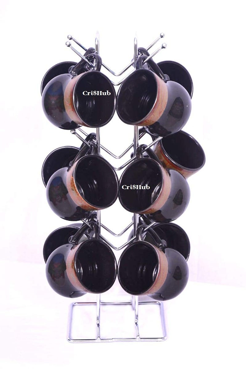 Cri8Hub Heavy Stainless Steel Kitchens Large Size Cup Stand Steel V Shape Cup Stand Pieces Coffee Cup Holder with 12 Hooks for Cups (Silver) - Image 4