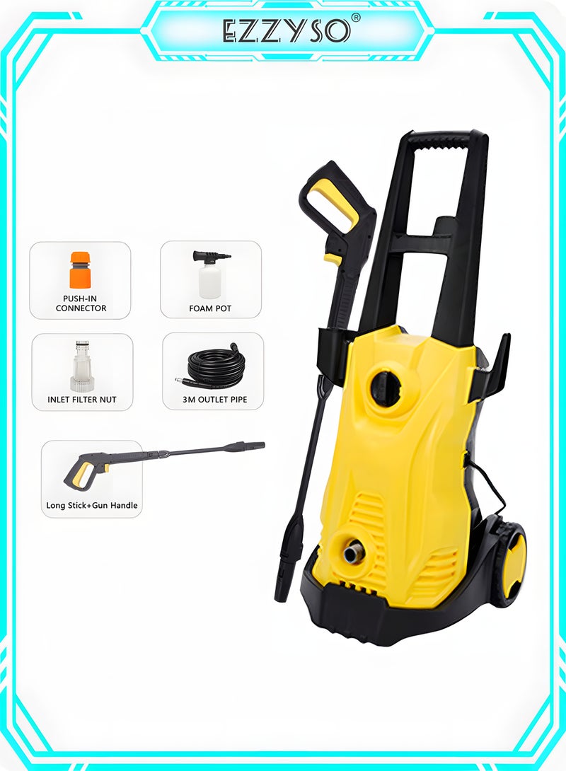 EzzySo 2000W High Pressure Portable Car Home And Garden Washer Machine 120 To 150 Bar Pressure With 3M Long Hose  - Image 1