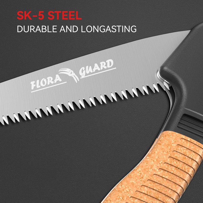 FLORA GUARD 7.7-Inch Folding Hand Saw, Camping/Pruning Saw with Rugged Professional Folding Razor Tooth Sharp Blade Solid Grip (Brown) - Image 5
