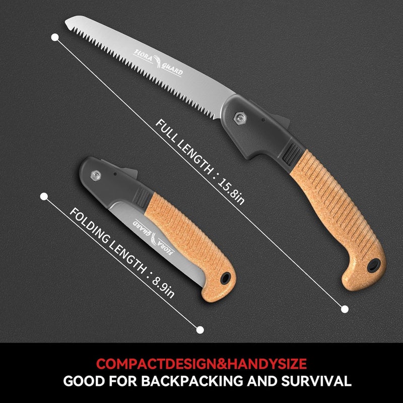 FLORA GUARD 7.7-Inch Folding Hand Saw, Camping/Pruning Saw with Rugged Professional Folding Razor Tooth Sharp Blade Solid Grip (Brown) - Image 4