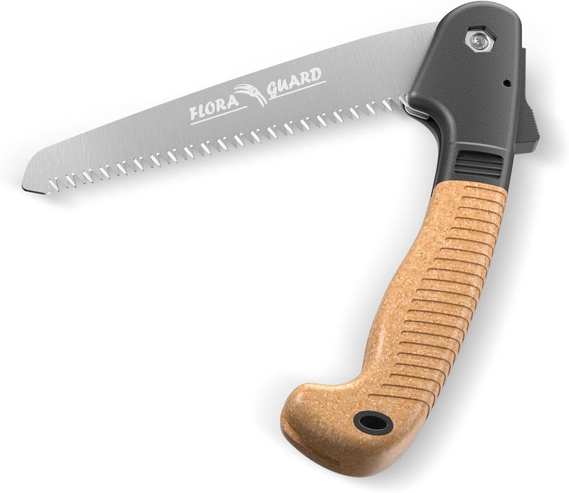 FLORA GUARD 7.7-Inch Folding Hand Saw, Camping/Pruning Saw with Rugged Professional Folding Razor Tooth Sharp Blade Solid Grip (Brown) - Image 1