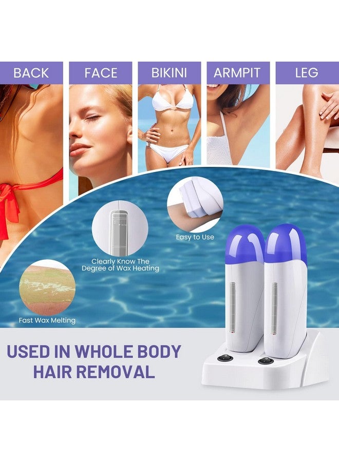 Subay Roll On Wax Warmer Double Cartridges Warmers 110V For Women Men Body Waxing Coarse Hair Removal With Heater Base For Hair, Leg, Face, Armpit, Bikini, Eyebrow, Brazilian - Image 2