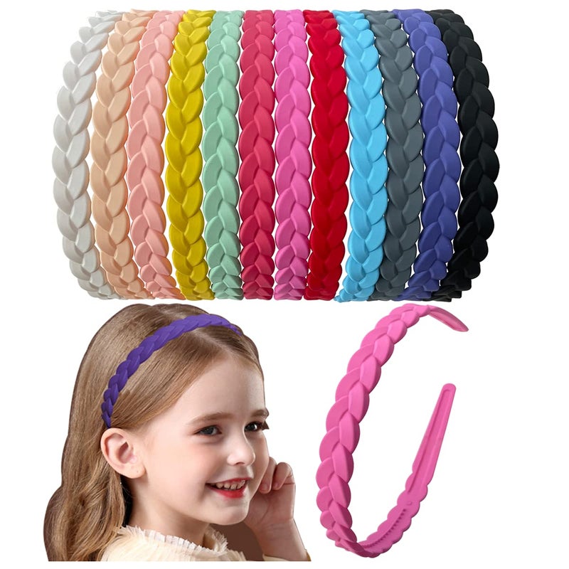 Springtime 12pcs Colorful Headbands for Girls Women Pigtail Hairbands With Teech Plastic Hard Hair Hoops - Image 1