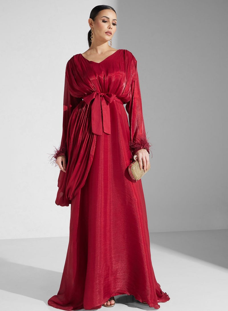 hayas closet Feather-Cuff Maxi Dress  - Image 1