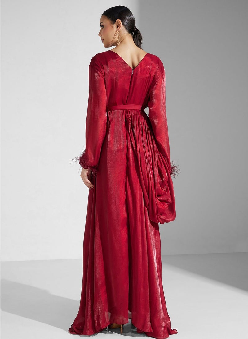 hayas closet Feather-Cuff Maxi Dress  - Image 2