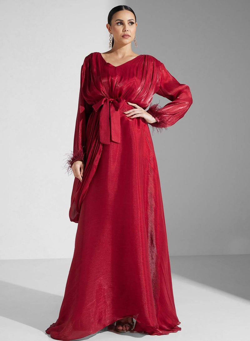 hayas closet Feather-Cuff Maxi Dress  - Image 4