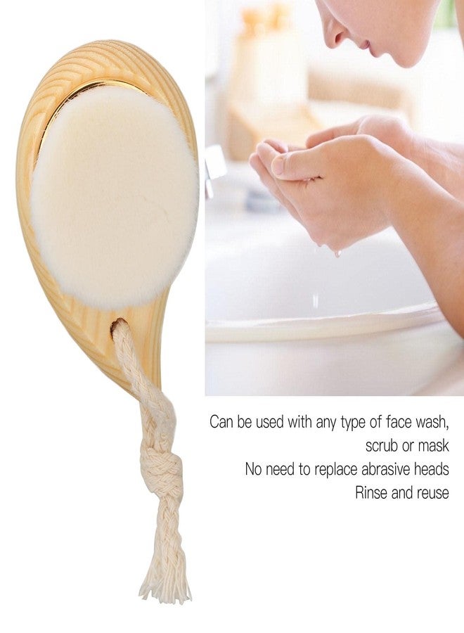 Agatige Wooden Facial Brush, Soft Fiber Bristles with Hang Ring Face Wash Cleanser Exfoliato Brush with a Hanging Ring for Daily Deep Pore Cleaning - Image 3