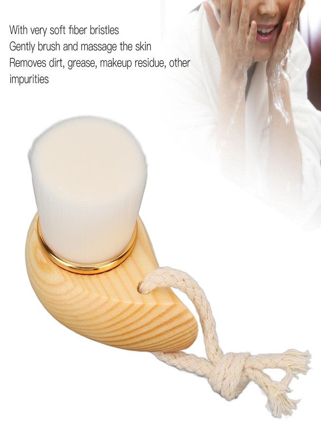 Agatige Wooden Facial Brush, Soft Fiber Bristles with Hang Ring Face Wash Cleanser Exfoliato Brush with a Hanging Ring for Daily Deep Pore Cleaning - Image 2