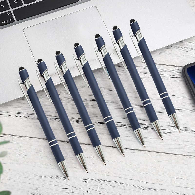PASISIBICK 12 Pieces Blue Ballpoint Pen with Stylus Tip, 2 in 1 Stylus Stylish Pen, Premium Metal Stylus Pen for Touch Screens, Black Ink, 1.0 mm Medium Point.(12 PCS Blue) - Image 3
