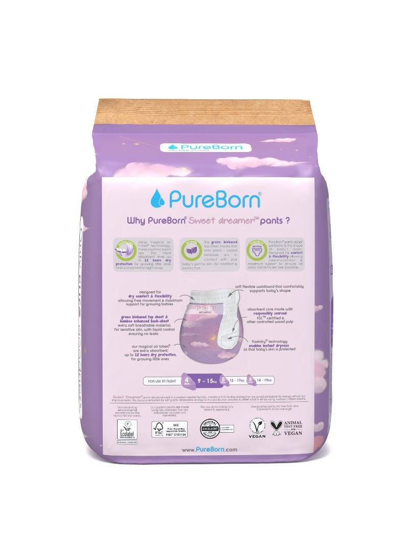 PureBorn Natural Bio-Based Baby Night Training Pyjama Pants Size 4 Cloud Print 22 Pants - Image 4