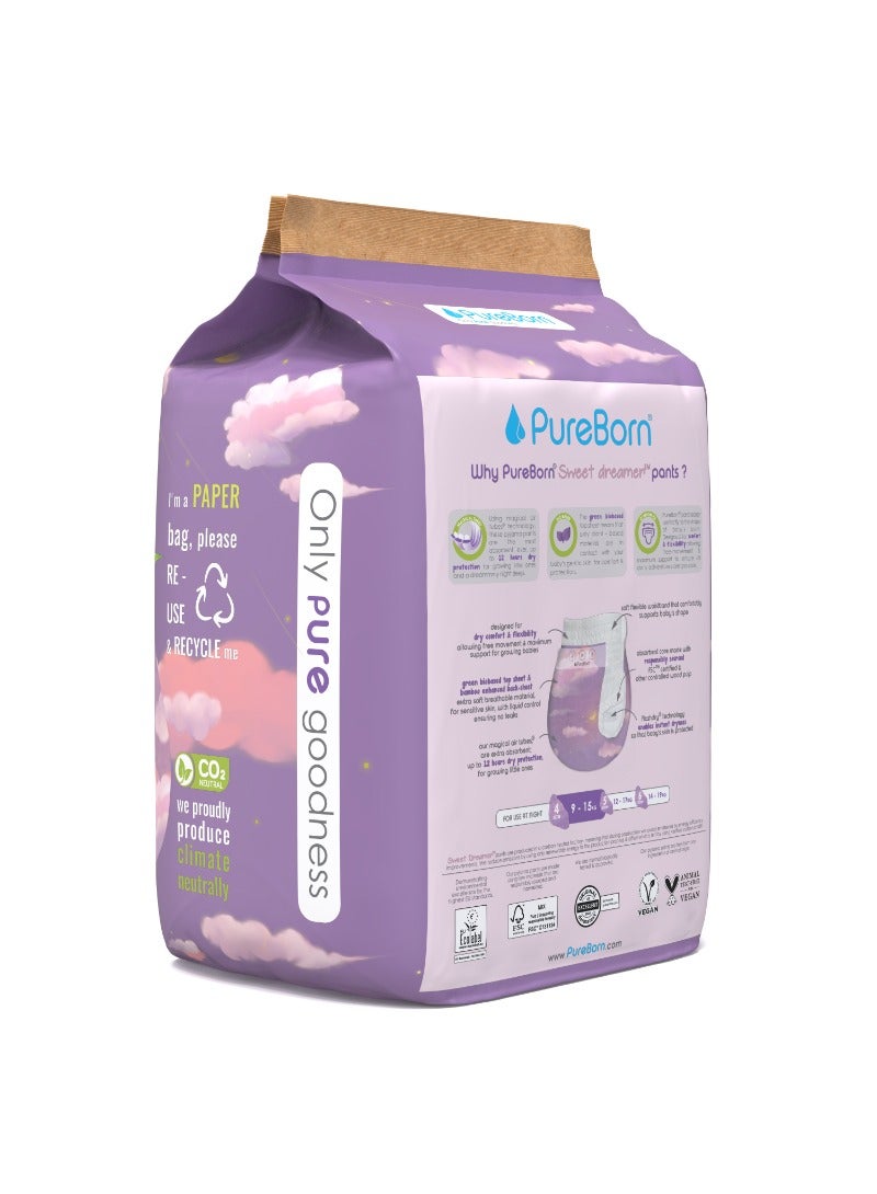 PureBorn Natural Bio-Based Baby Night Training Pyjama Pants Size 4 Cloud Print 22 Pants - Image 3