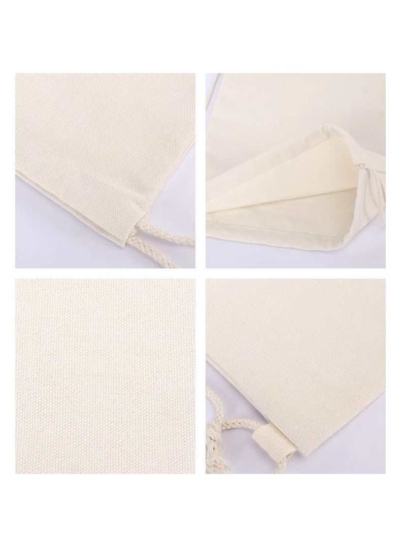 FLITOP Canvas Drawstring Backpack Portable Travel Sports Bag Cotton Rope Closure Lightweight Everyday Use Storage Bag for Men Women - Image 3