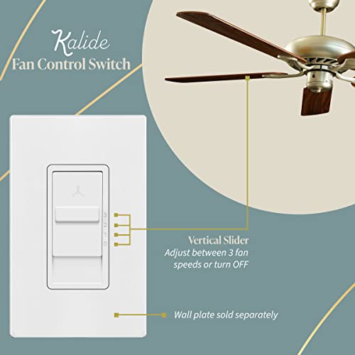 TOPGREENER Kalide Fan Speed Control Switch, 3-Speed Fan Wall Switch, Single Pole, 120VAC, 60Hz, 2.5A, Neutral Wire Not Required, TGFS3-W, White - Image 3
