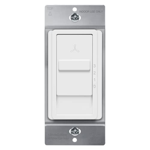 TOPGREENER Kalide Fan Speed Control Switch, 3-Speed Fan Wall Switch, Single Pole, 120VAC, 60Hz, 2.5A, Neutral Wire Not Required, TGFS3-W, White - Image 1