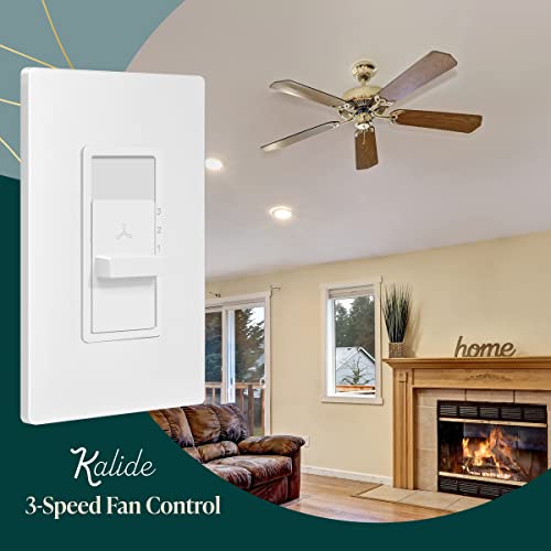 TOPGREENER Kalide Fan Speed Control Switch, 3-Speed Fan Wall Switch, Single Pole, 120VAC, 60Hz, 2.5A, Neutral Wire Not Required, TGFS3-W, White - Image 2