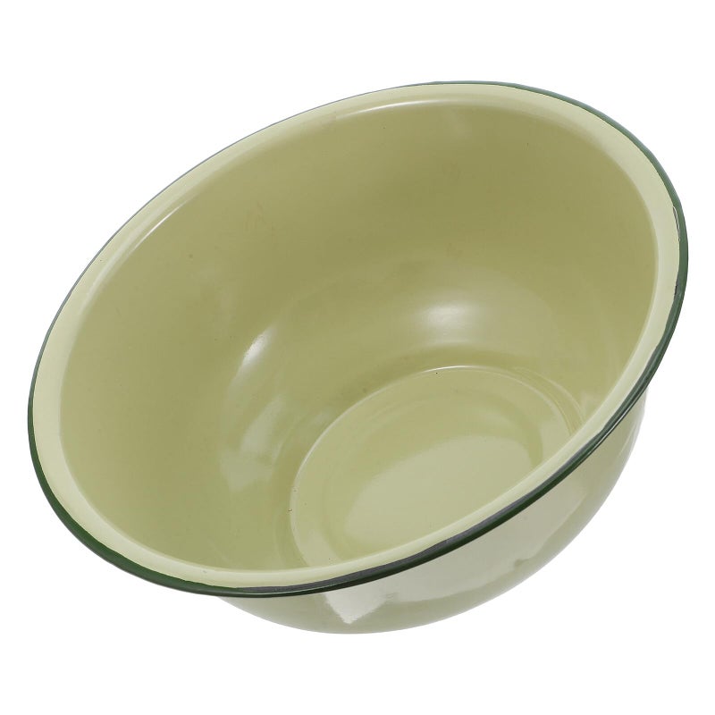 Vintage Green Enamel Mixing Bowl 24cm Deepened Salad Soup Basin Kitchen Use - Image 2