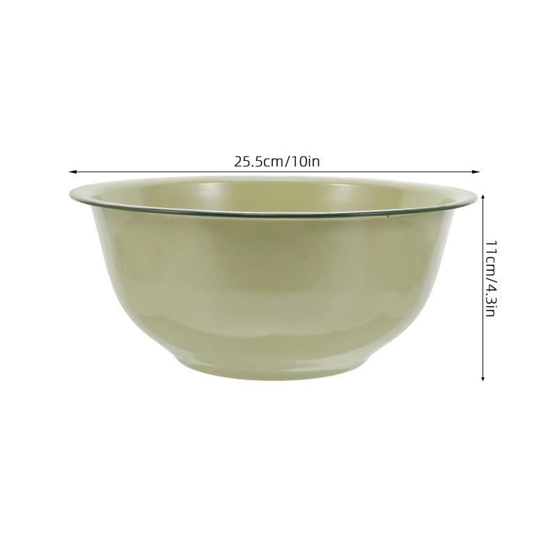 Vintage Green Enamel Mixing Bowl 24cm Deepened Salad Soup Basin Kitchen Use - Image 3